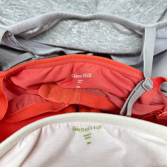 Garnet Hill Trio Comfort Camisole Bras in Gray, Coral, and Ivory - Picture 3 of 10